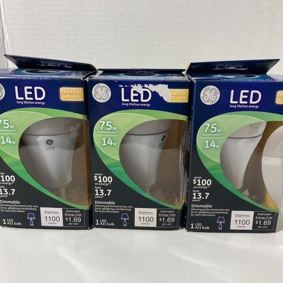 GE LED Extra Soft White 75w Replacement 14w Dimmable Light Bulbs - Picture 1 of 13